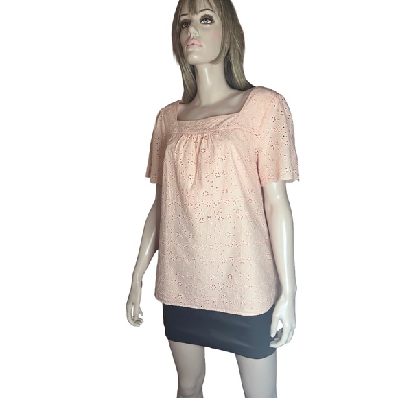 Talbots Pink Eyelet Blouse Top 100% Cotton Lined NWT - Picture 6 of 15